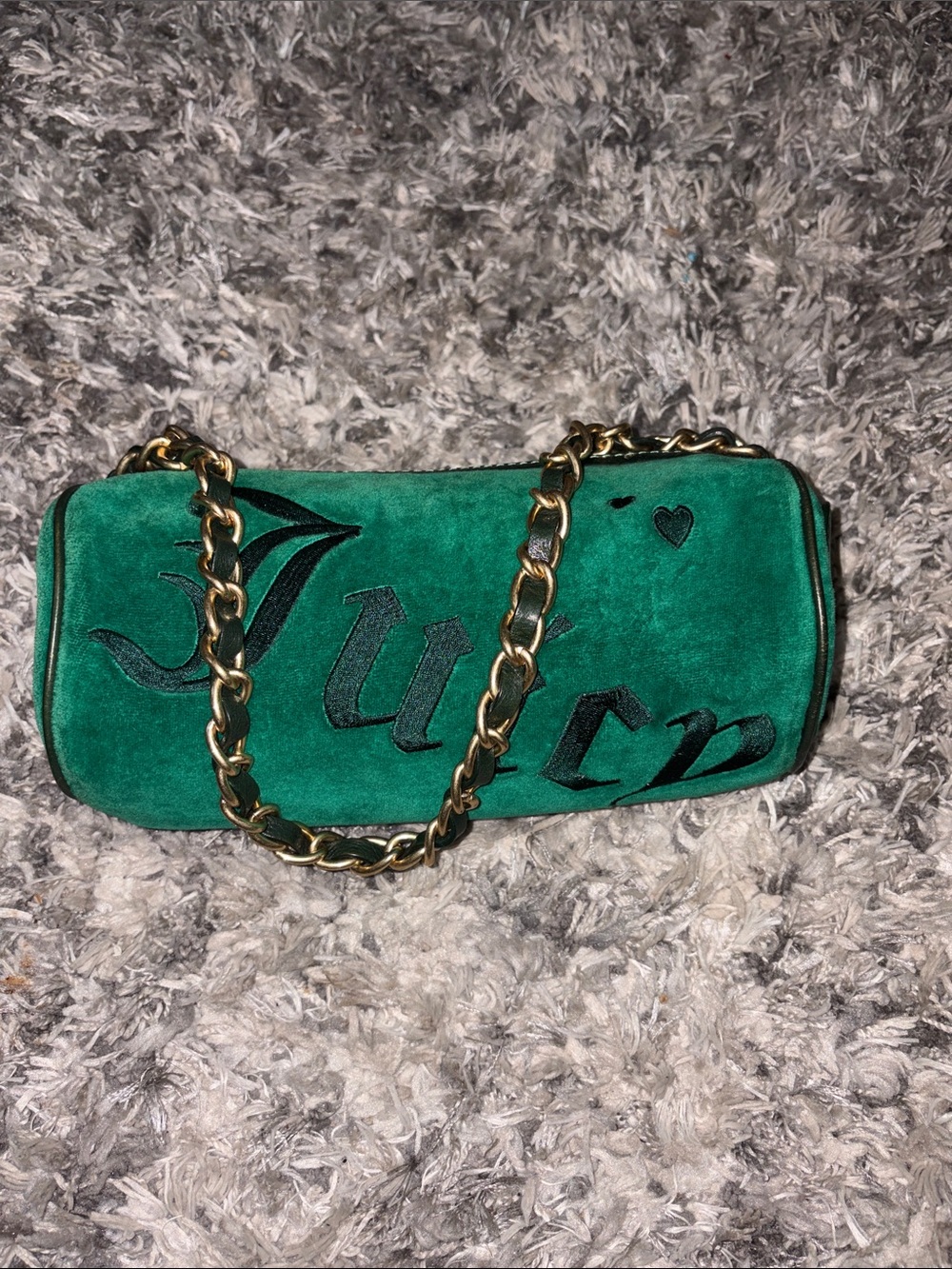 Y2K Crown Juicy Couture Emerald Green Barrel Bag Vintage